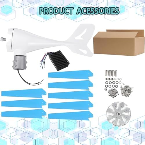 16000W Wind Turbine Kit - 8 Blades, 12V/24V/48V Off-Grid Power Generator for Boat, Caravan, Motorhome, Lighting, Shed, Log Cabin - Efficient Solar Wind Power Solution