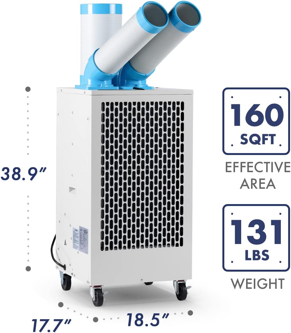 Uninex SAC3000AS Indoor/Outdoor KOOLZONE Mobile Spot Cooler with Twin Duct, Auto-Oscillating, Industrial Grade, 10,236-BTU, R410A Refrigerant