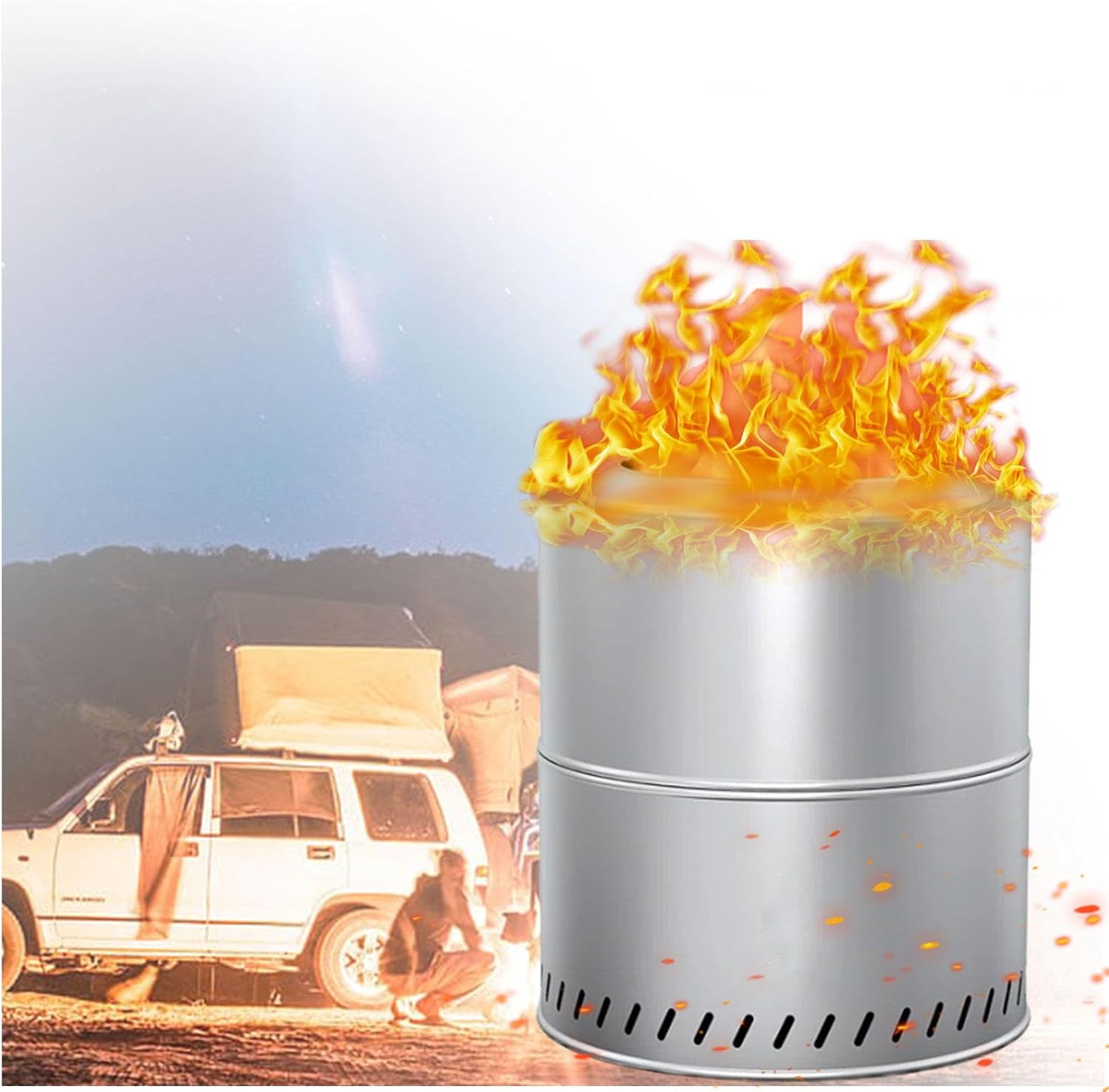 15 Inch Smokeless Fire Pit for Outside Fire Pit,Durable Stainless Steel for Wood Burning Smokeless Fire Pit with Removable Ash Pan