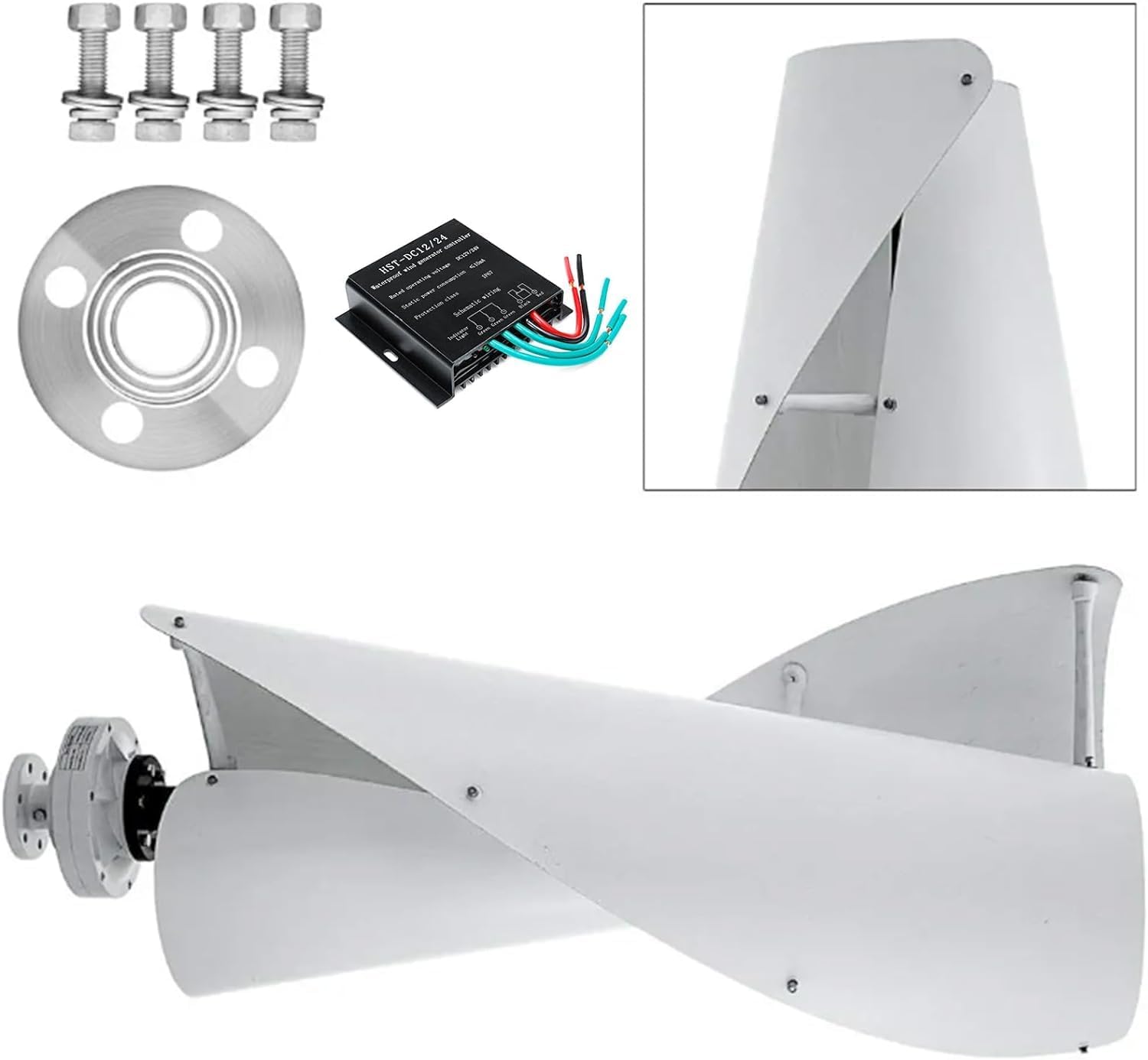 CHRISK 5000W Wind Turbine Generator Kit 12V 24V 48V 220V Vertical Spiral Wind Turbine Low Start Wind Speed Suitable for Emergency Power