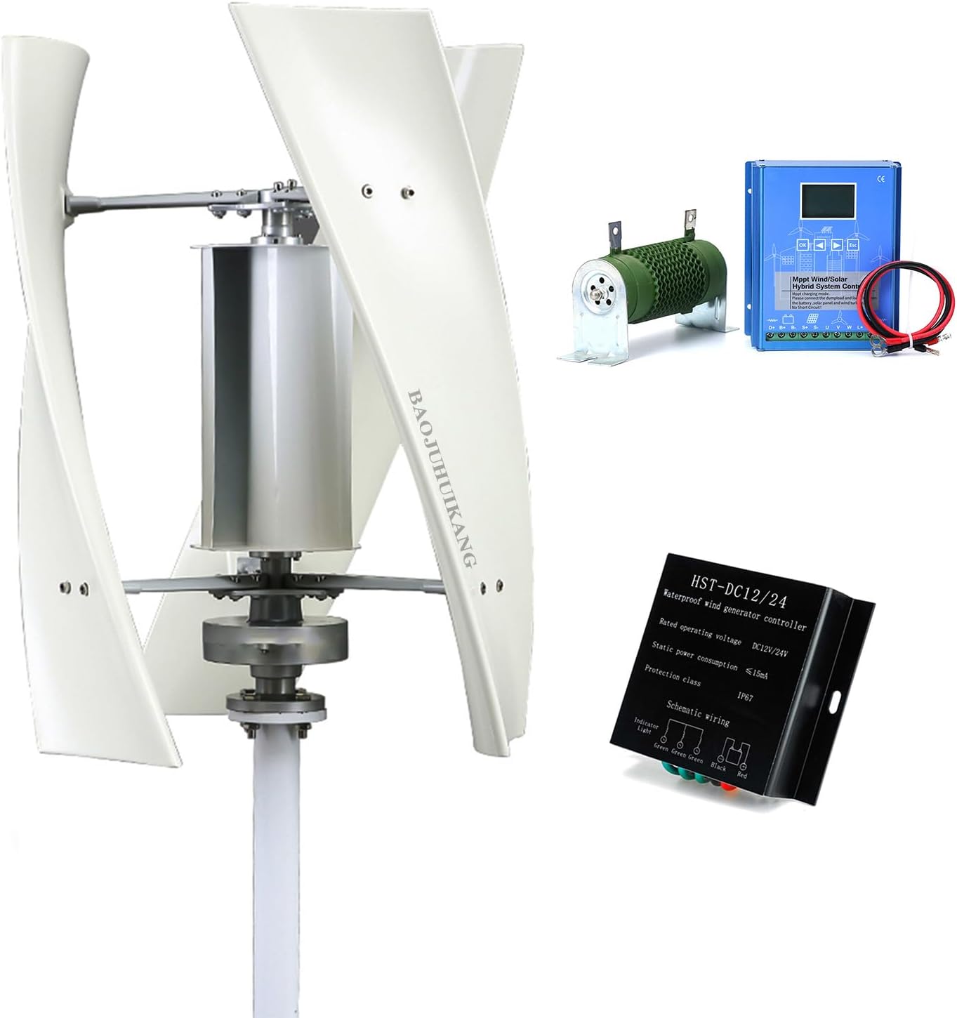 14000W Vertical Axis Wind Turbines Generator Kit, 12V 24V 48V Vertical Axis Wind Turbine with Wind Solar Hybrid Controller for Home Use