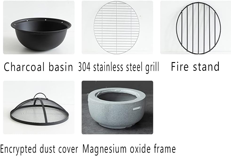 Barbecue Brazier Contemporary Garden and Patio Heater Fire Pit Camping BBQ Grill Bowl Brazier Burner with Poker Grill Mesh Lid 45 x 35cm