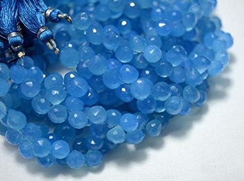 blue chalcedony beads, faceted onion beads, chalcedony onion, gemstone beads, 8mm approx 8 inches strand