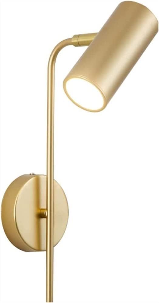 Wall Sconces Modern Swing Arm Wall Lamp 360° Lighting Adjustable Wall Sconce Wall Mounted Lighting Fixture with Cylinder Down for Bedroom House Reading Living Room Modern Wall Light Fixture(Gold,with