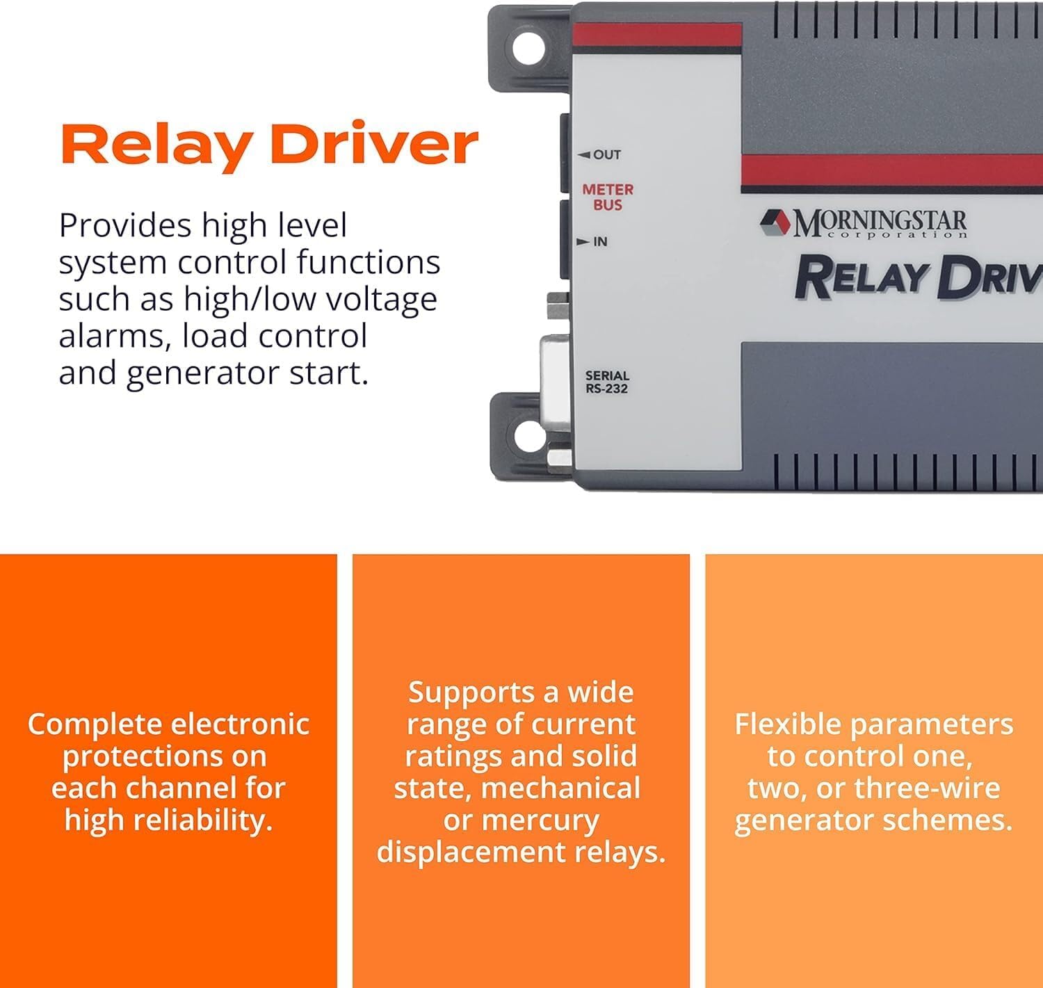 Morningstar Relay Driver (RD-1) - Programmable Logic Module - Provides High Level System Control Functions Including High/Low Voltage Alarms, Load Control & Generator Starts/Stops - Designed in USA