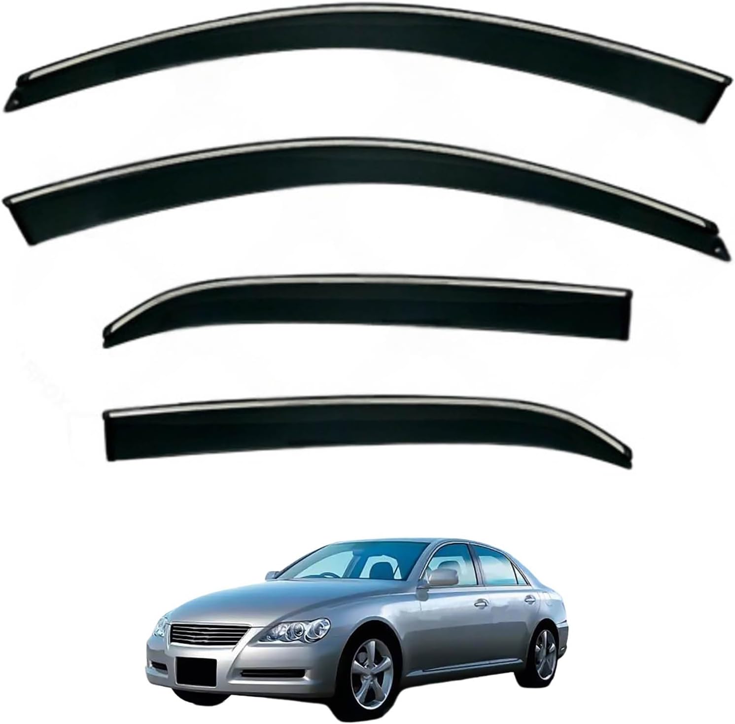 Window Deflectors for Toyota Reiz MK1-X120 2004-2008, Sun Rain Guard Window Visors Vent Shades with Bright Stripes Car Accessories