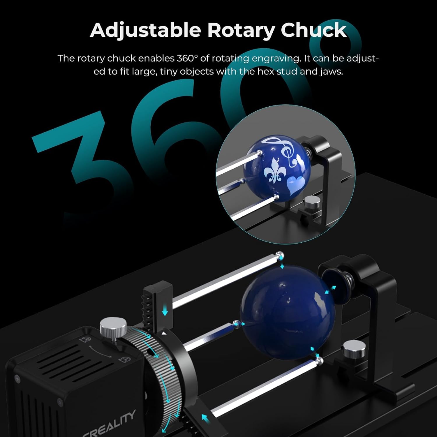 Creality Rotary Roller Pro, Laser Engraver Accessories 3-in-1 Kit for Falcon and Other Engraving Machines, Jaw Chuck for Glass, Cylindrical Objects, Ring, Cups, Pens