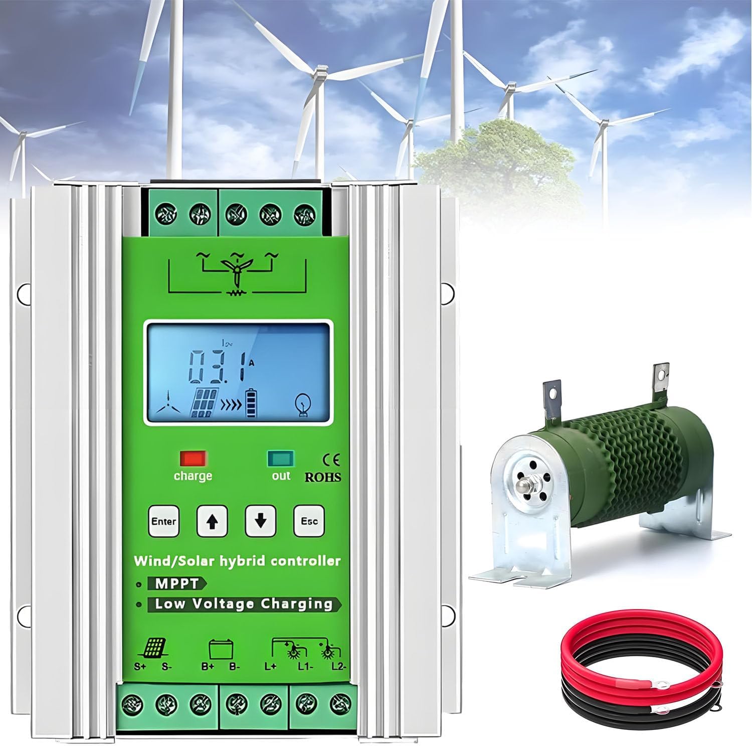 16000W Wind Solar Hybrid Controller,LCD Display MPPT Boost Charging Multifunctional Wind Solar Controller,8000W Wind Turbine and 8000W Solar Hybrid MPPT Charge Boost 12V