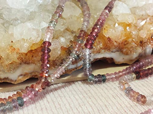 13 inch natural beads strand of 3mm faceted rondelle multi spinel gemstone beads for DIY jewelry - necklace, bracelet, earring, ring.