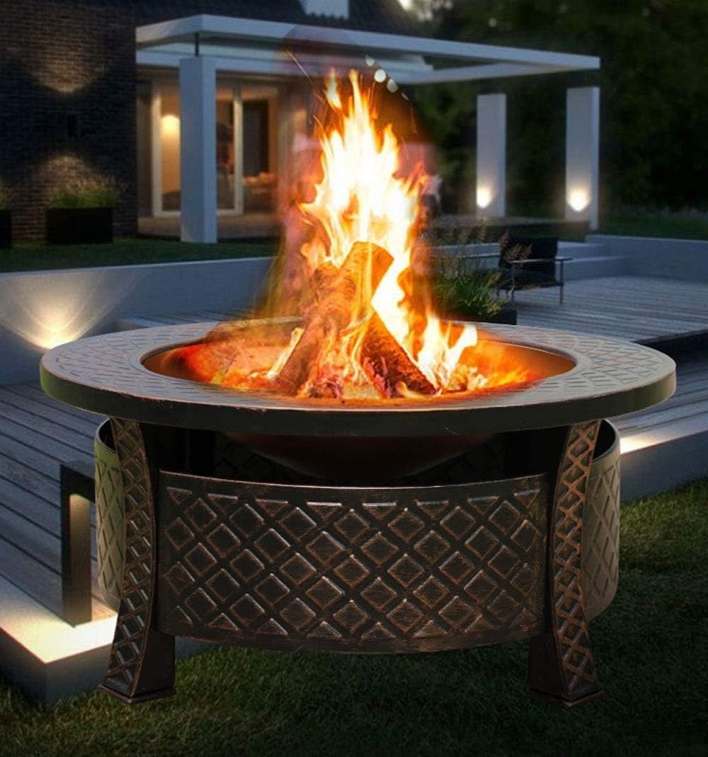 Outdoor Fire Pits,Housewares Cast Iron Fire Pit Outdoor Garden Patio Heater Camping Bowl for Wood 56cm Diameter Garden Fire Pit Basket Patio Heater