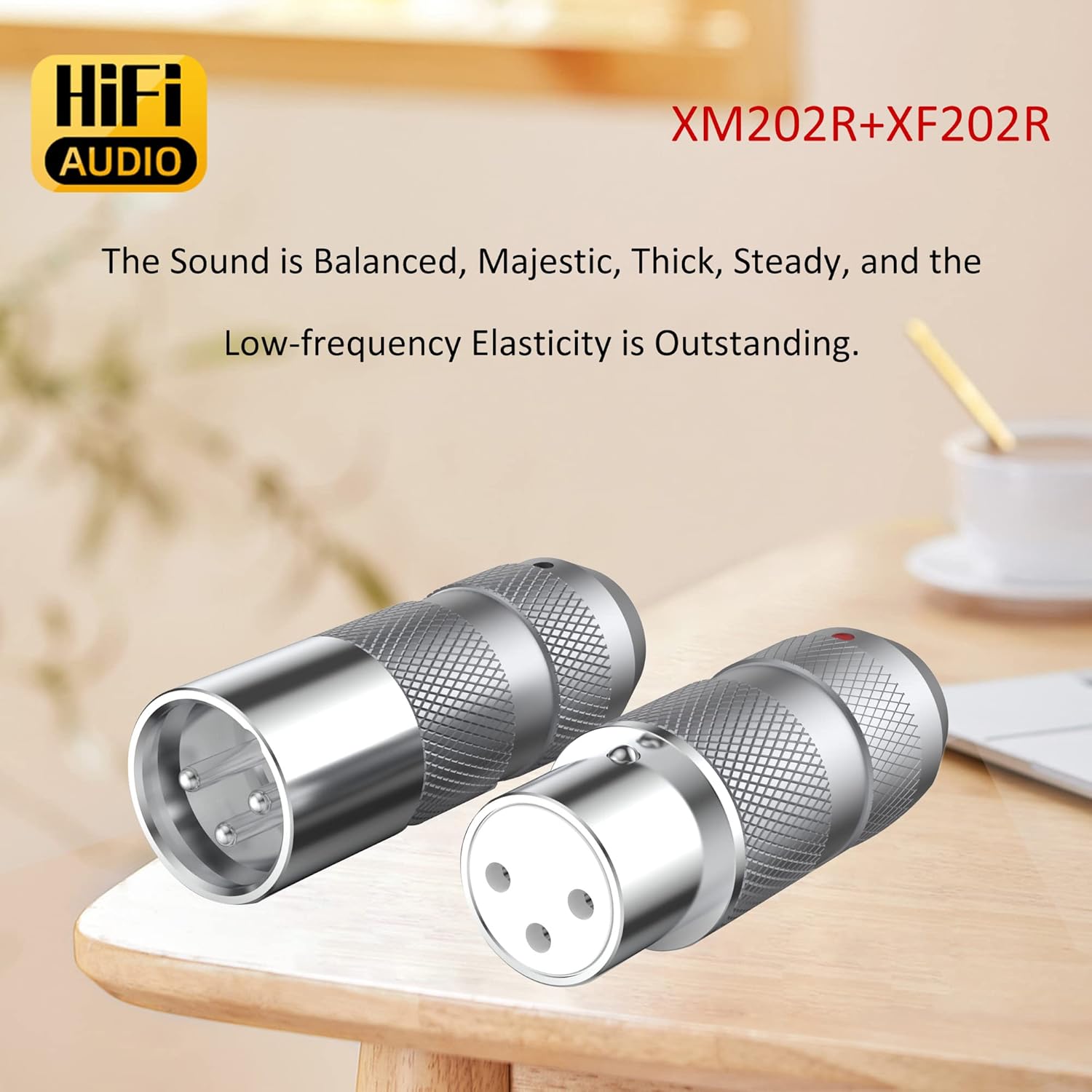 Viborg Hi-End XLR Connectors 3Pins Solder Type Balance Plug, 2 Male and 2 Female Pure Copper Rhodium Plated Terminals for DMX Mic Mixer Amplifier Speaker and Audio Equalizer