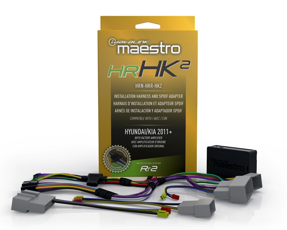 Idatalink Maestro HRN-HRR-HK2 T-Harness for Select Hyundai Kia Vehicles 2010-18, replace the factory radio while retaining steering wheel controls & use of factory amplifier (ADS-MRR2 module required)