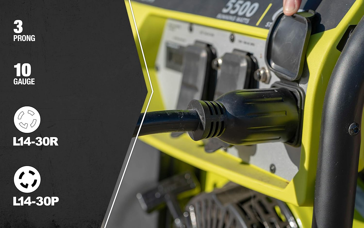 Southwire Generator Cord - Heavy Duty 10/4 Electrical Power Cable - With 30 Amp L14-30 Plug & Receptacle - Molded Connectors - Lighted End Plug - Flexible & Weather Resistant - 25 Feet