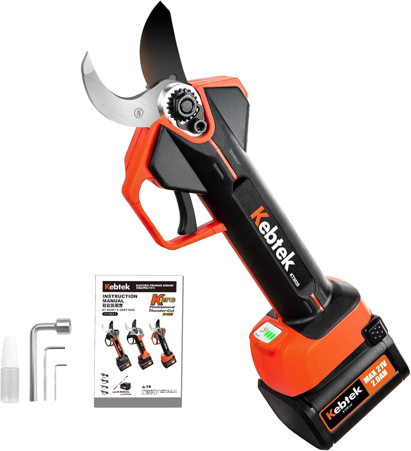 Kebtek KT 9035 Cordless Pruning Shears Body 1.4‘’(35mm) Compatible with Kebtek 21V 2AH Battery and KT-Pole Professional Lightweight Heavy Duty Garden Tool (Only Pruner Body)