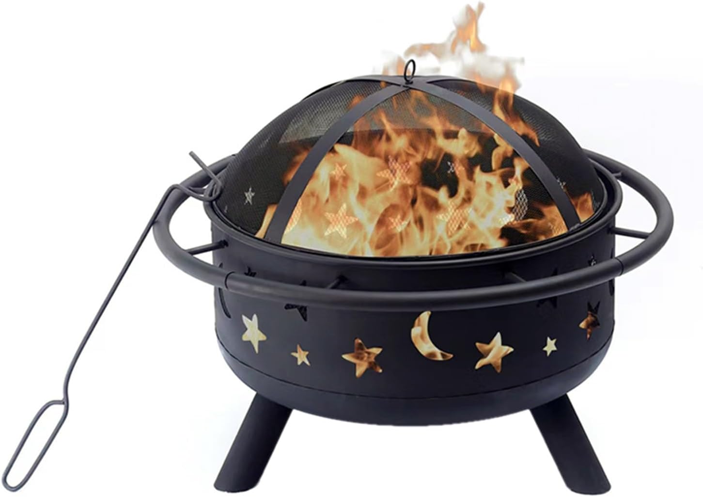 Around the fireplace to cook tea campfire stove, home firewood fire pit, winter heating outdoor charcoal fireplace, villa patio barbecue grill.(Star+Moon)