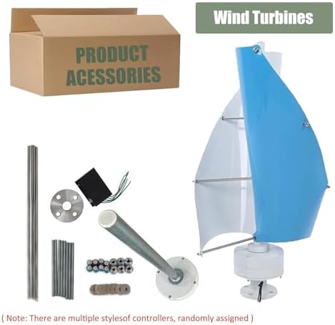 16000W Vertical Axis Wind Turbine Generator for Home - Complete Windmill Kit with Controller & 2 Blades, Ideal for Boats, Gazebos, Chalets (Red, 48V)