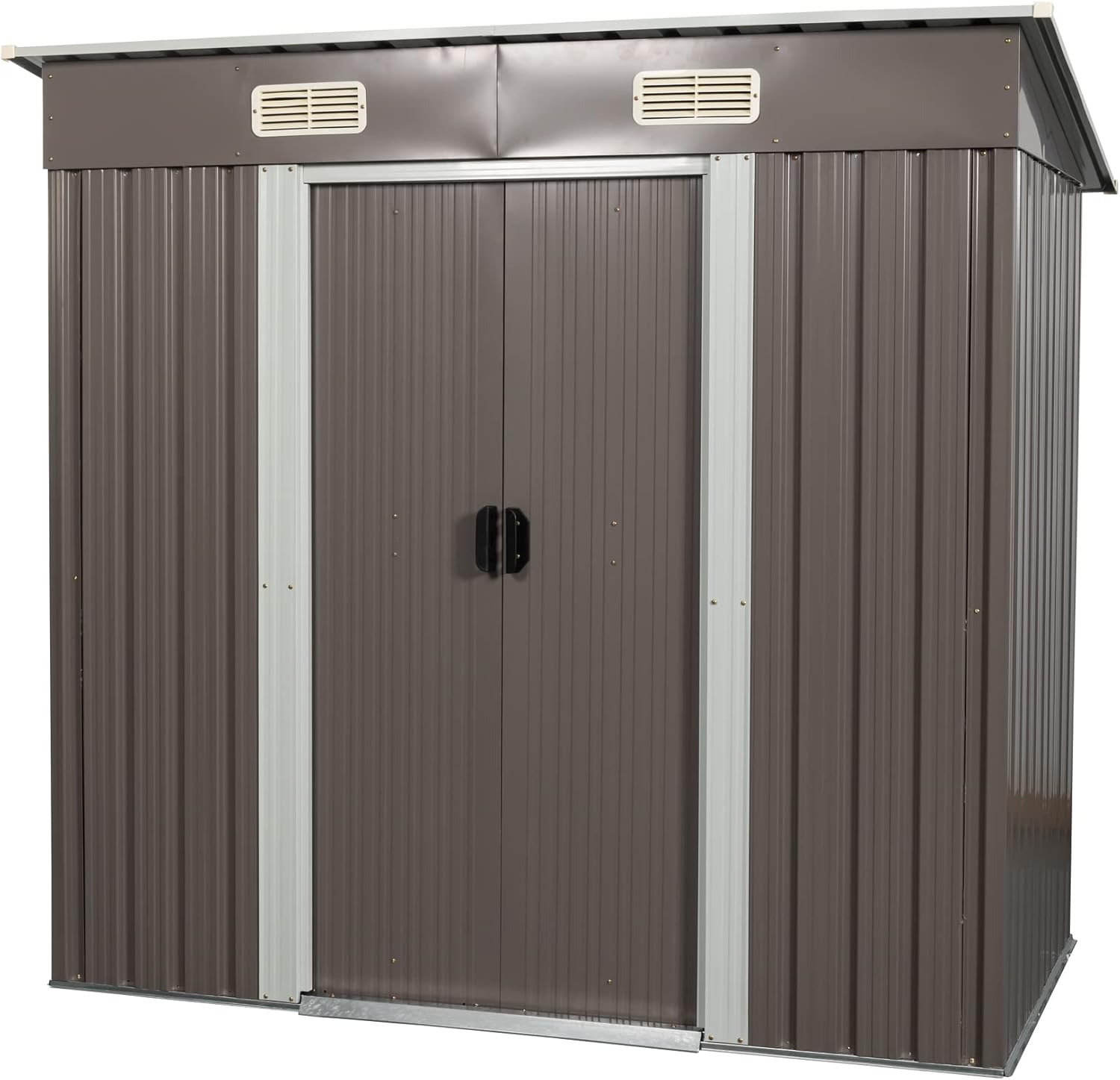 Outdoor Storage Shed Waterproof Metal Garden Tool Bike Sheds Kit Lean to Shed Backyard Storage Building Cabinet House,Brown