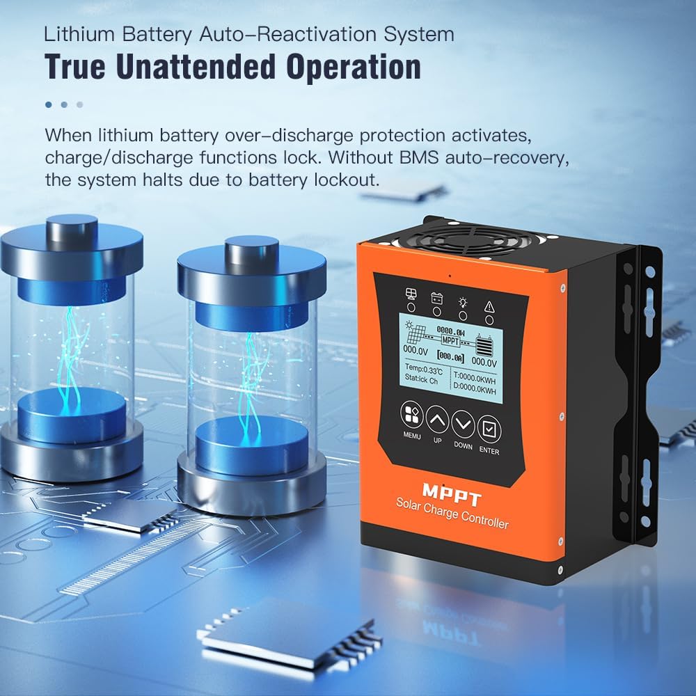 60a Mppt Solar Charge Controller 12V/24V/48v/60V/96V/120V,Solar Panel Controller for Lifepo4/Lithium/Gel/Rv Battery (Max Input 240V,60amp)