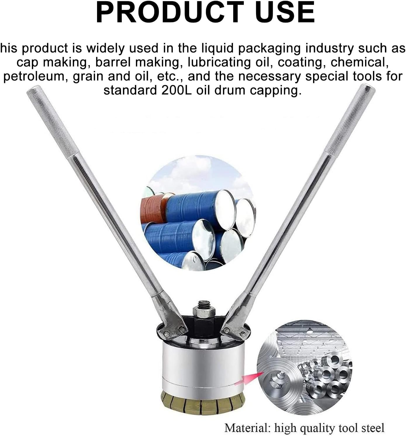 Iron Barrel Cap Seal Crimping Tool - Manual Capping Machine for Oil Drum Sealing, 35mm Crimper Sealer, Durable Cap Cover Tool for Efficient Barrel Closure