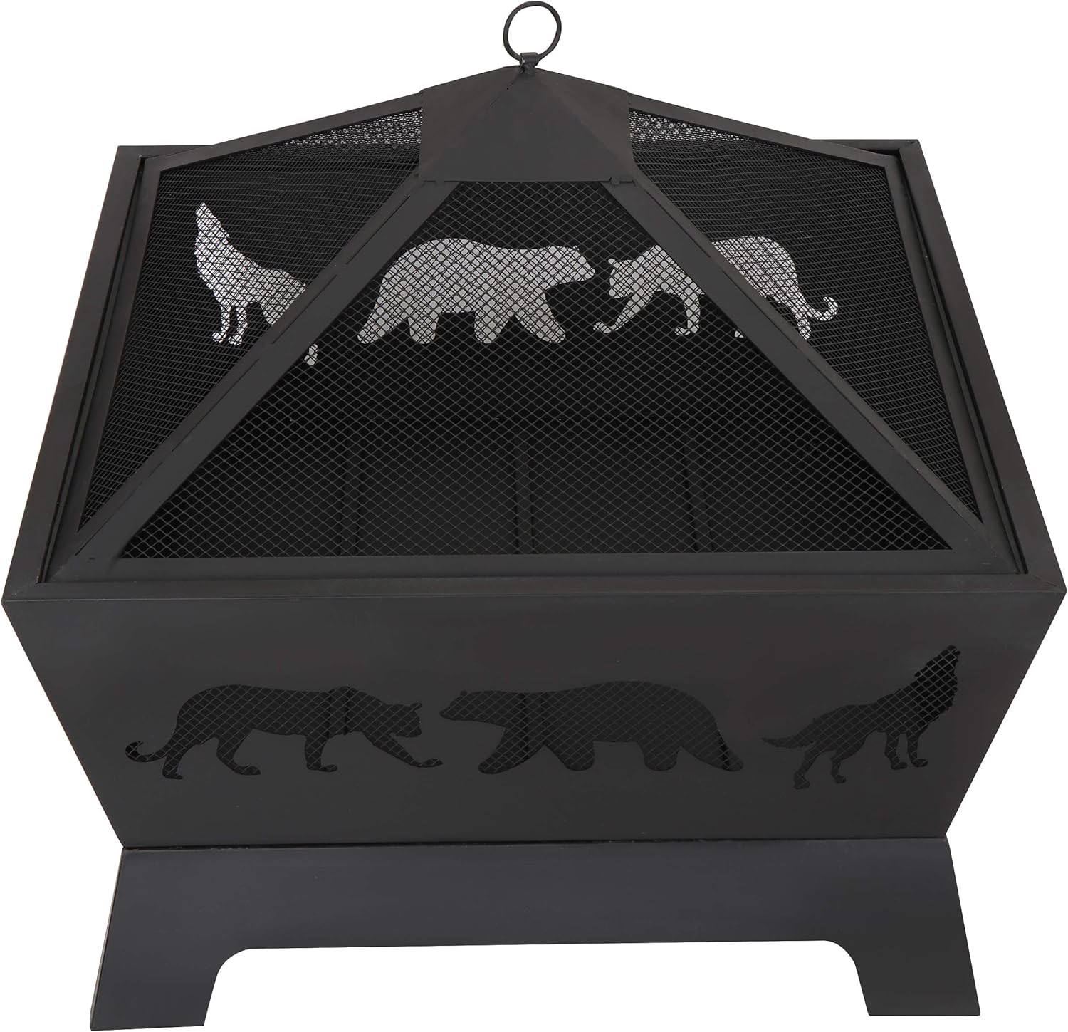 ZENY 26 inch Fire Pits for Outside Square Firepit Wood Burning Fireplace Heavy Duty Steel Patio Firepit Bowl with Screen Waterproof Cover and Poker for Camping Picnic Bonfire Backyard