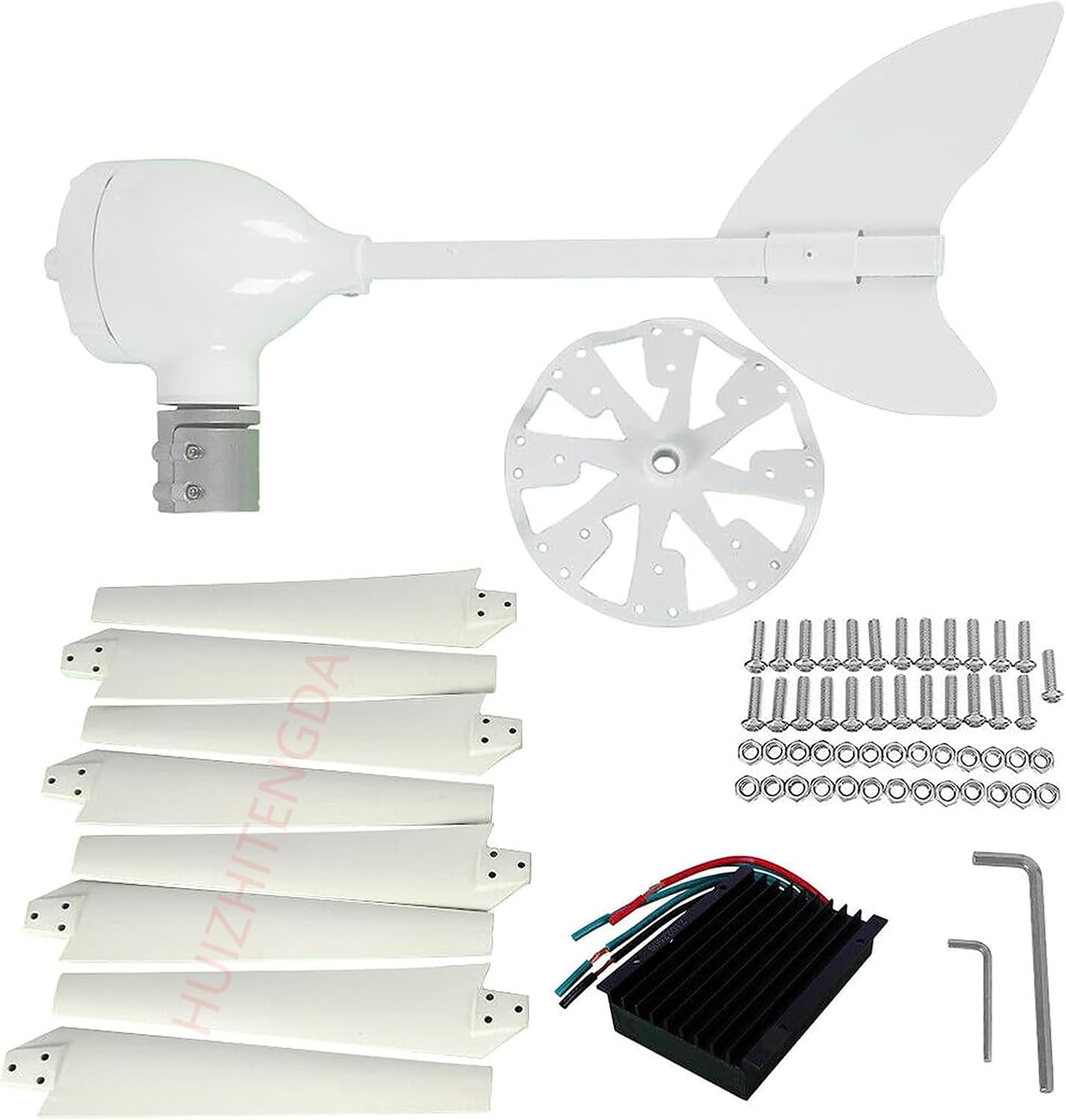 12V/ 24V 1600W Wind Turbine Generator Kit 8 Blades Wind Turbines Motor with Controller Power Generation Windmill for Homeuse Residential