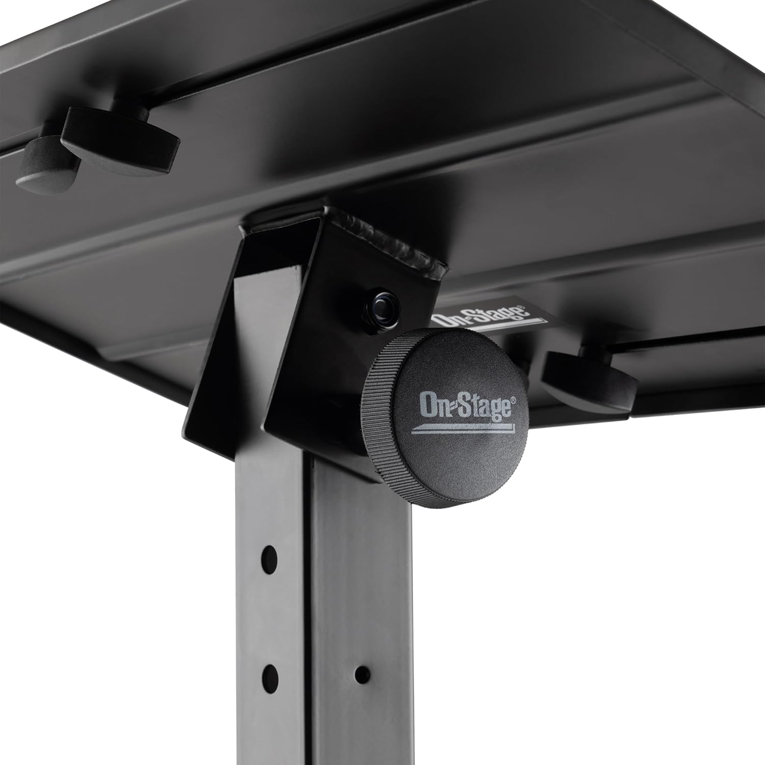 On-Stage KS6150 Compact MIDI/Synthesizer Utility Stand (for Small Keyboards,Mini Synths,Effects Processors,Samplers,Tablets,DJ Mixers & More, Ergonomic, Capacity 35LBs, Adjustable, Black)
