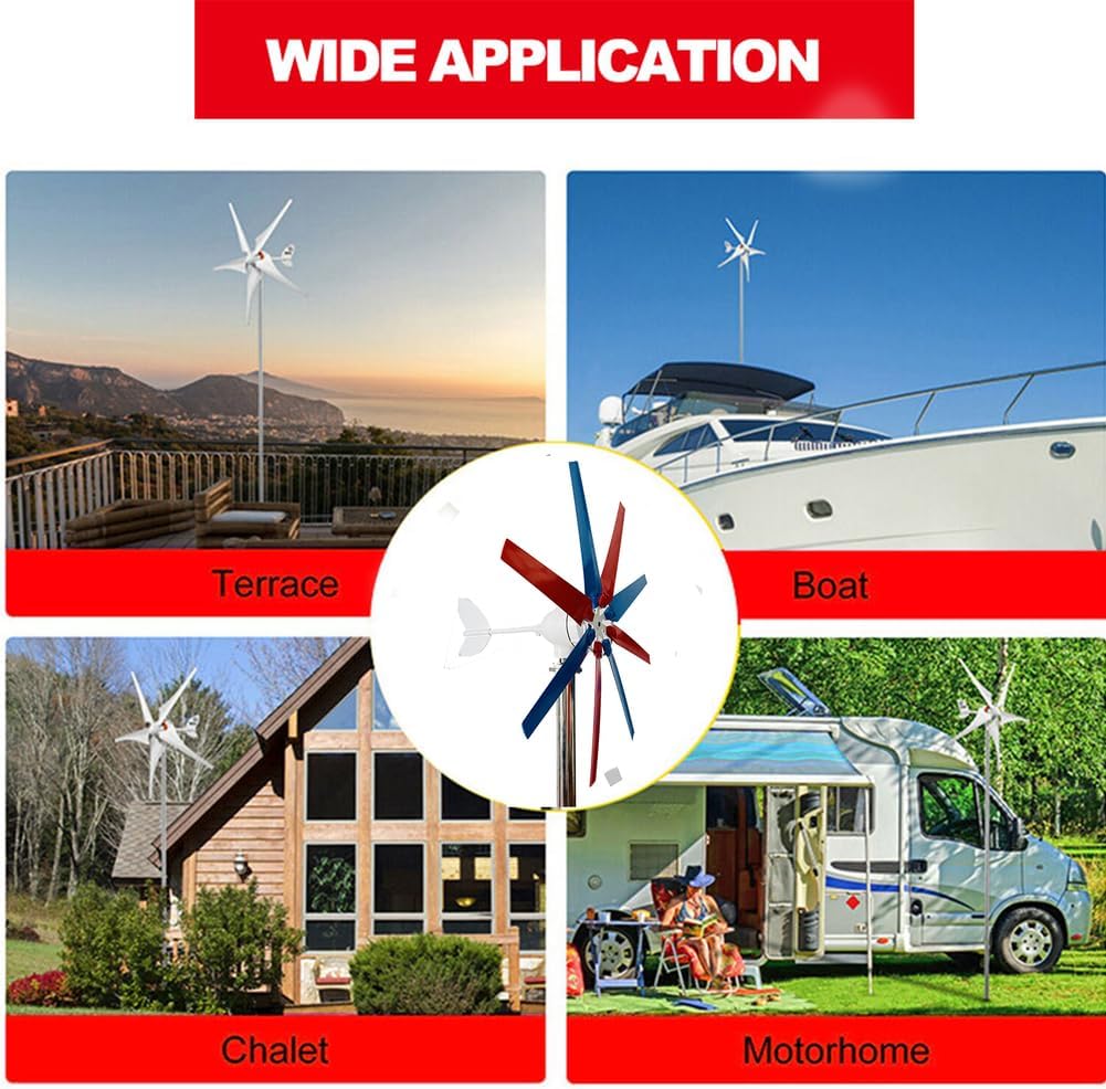 12V-220V Small Maglev Three Phase AC Vertical Wind Turbine,12000W Noiseless Vertical Wind Turbine Generator Kit for Home Or Camping (with Controller)