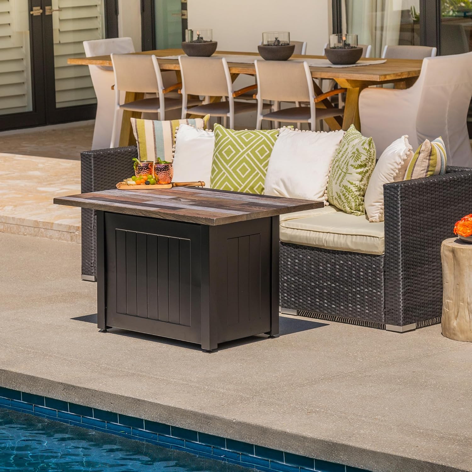 Endless Summer Rectangular Wood-Look Propane Gas Fire Pit