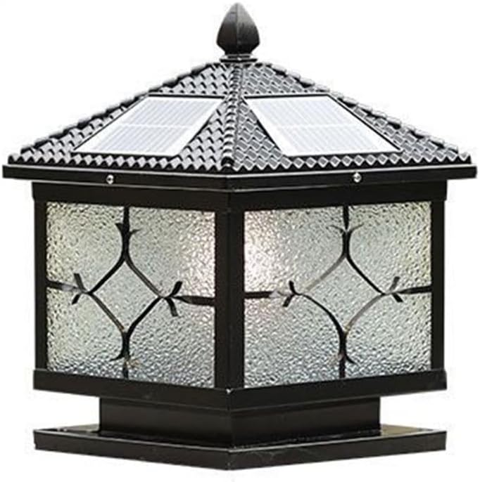 Solar Lights Pillar Light Fixture Victorian Gold Solar Column Lights Farmhouse Fence Deck Post Cap Light Waterproof Post Cap Lamp for 4x4 5x5 6x6 Posts Patio Garden Decoration