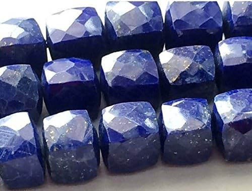 1 Strand Natural Lapis Lazuli, Lapis Cube Box Faceted Beads, Blue Lapis Lazuli Necklace 7.5-8.5mm Each, 5 Inch