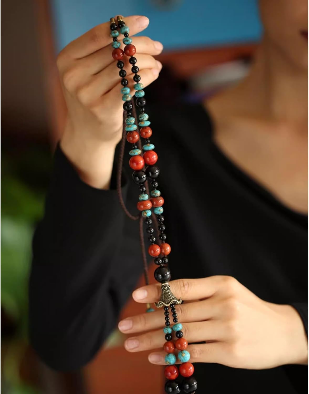 Necklace Long Vintage Ethnic Jewelry Pendant Accessories Sweater Chain