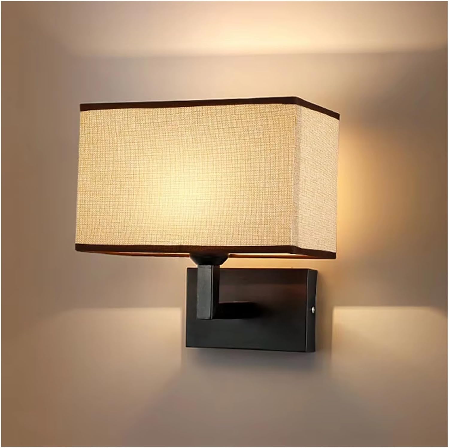 Modern Beige Fabric Wall Lamp - Creative Chinese Design for Bedroom, Bedside, Stair, Hotel - Warm Light Ambiance, Stylish Lighting Fixture for Home Decor (Linen Warm Light)