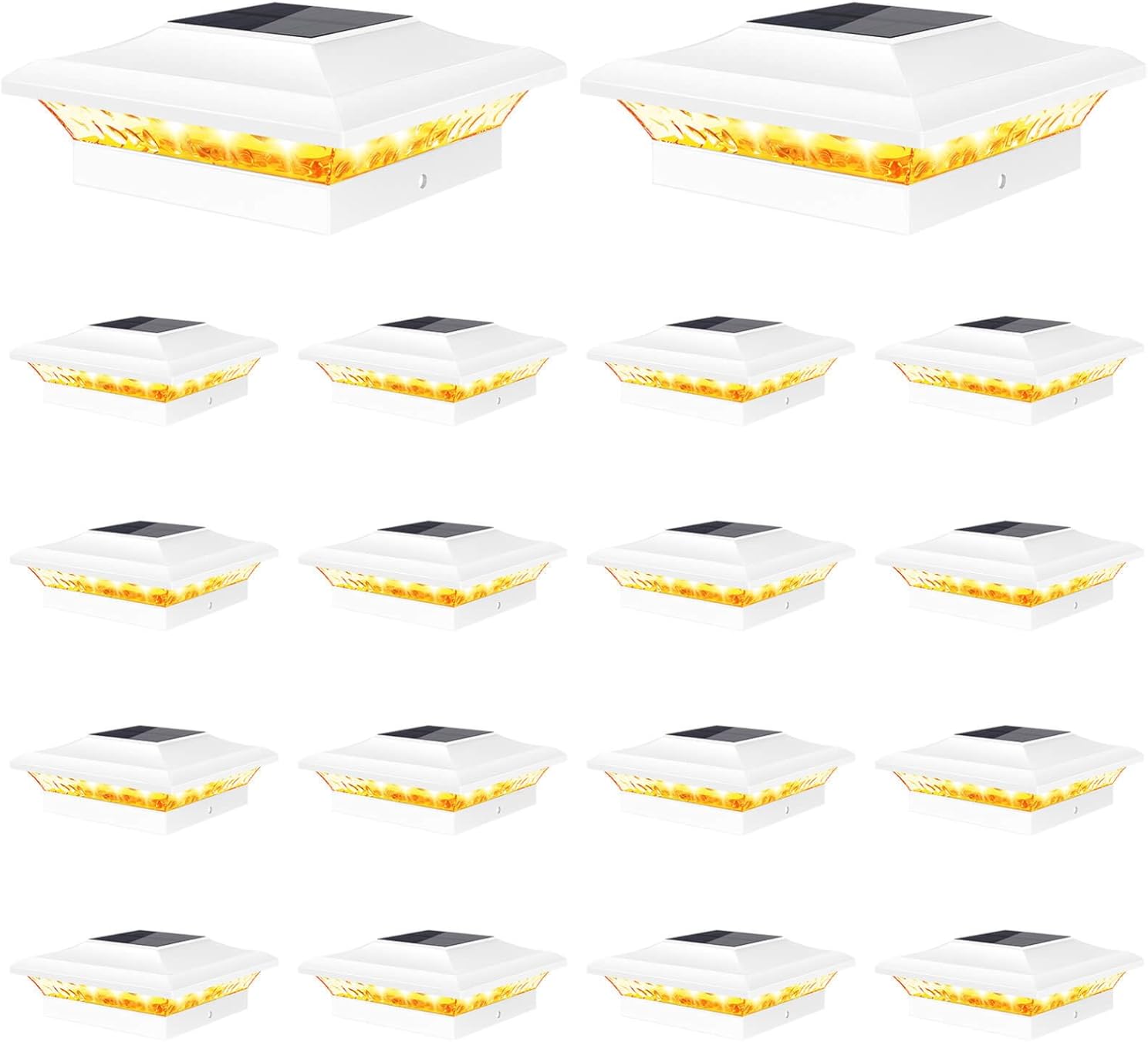 T-SUN 4x4 Post Cap Lights 18 Pack – Outdoor Waterproof Solar Powered Deck Fence Post Lights for Vinyl & Wooden – 2 Modes for Garden, Patio, Gate, Mailbox, Porch