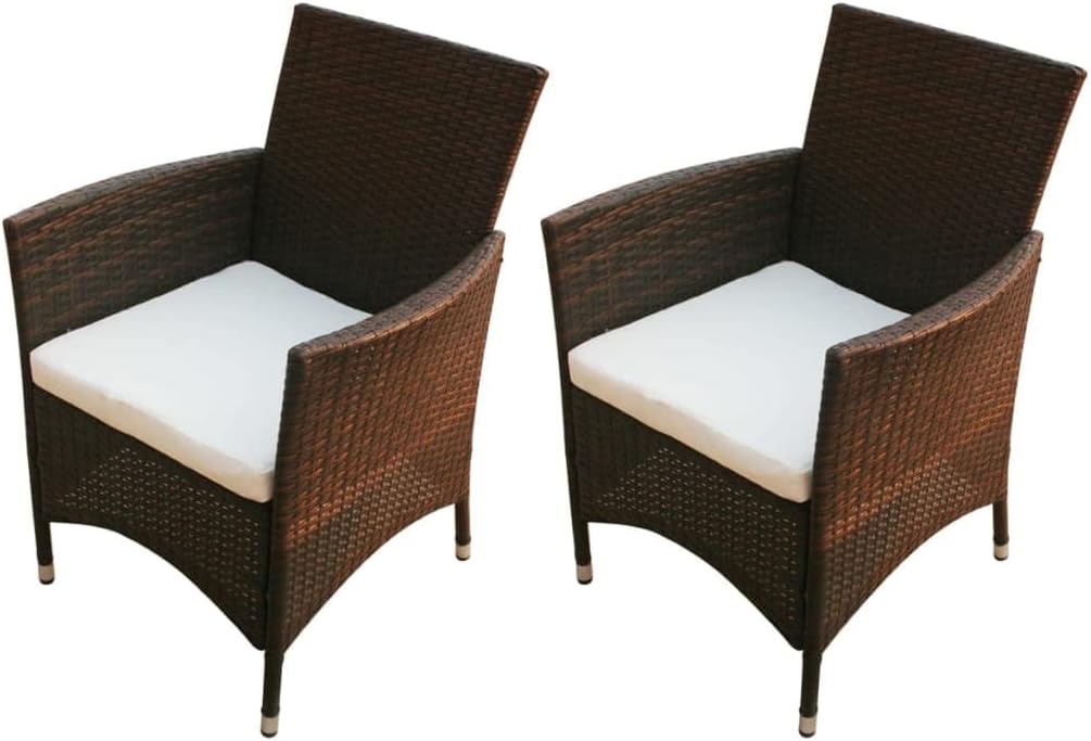 Patio Chairs 2 pcs Poly Rattan Brown,Modern Rattan Patio Chairs with Cushions for Outdoor Comfort and Style Outdoor Furniture, Outdoor Chairs