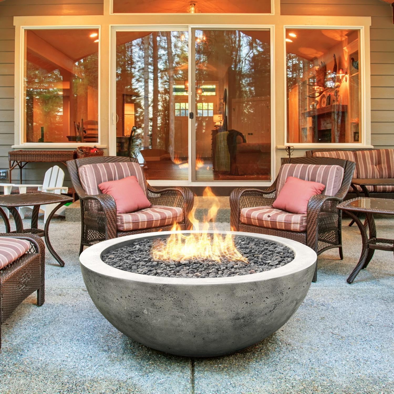 Lakeview Valley Bay 5 36-Inch Natural Gas Round Fire Bowl - Pewter - SCPH-426-4NG