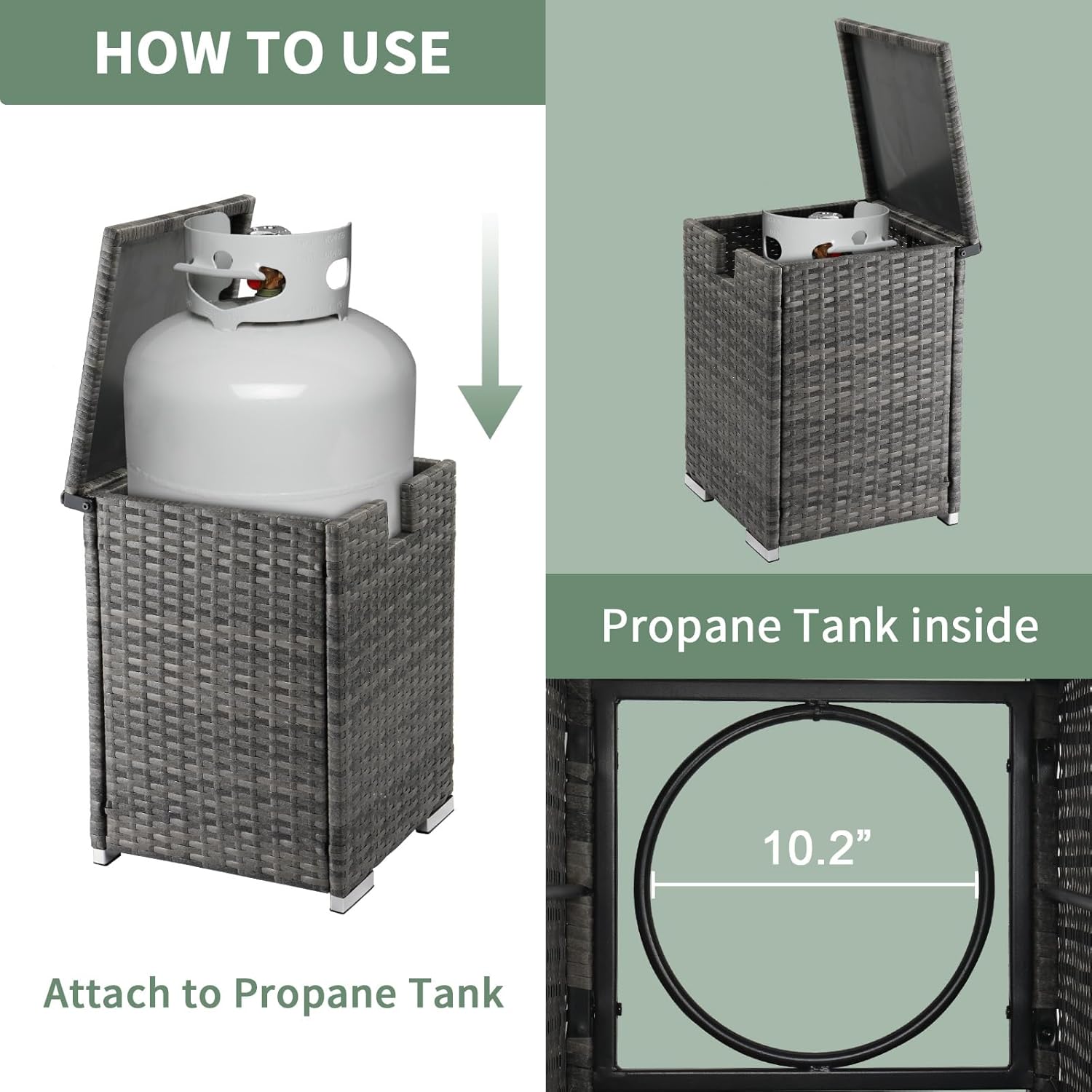 Propane Tank Cover, 61L/16 Gallons Gas Tank Cover Table, Iron Frame Gas Bottle Storage Side Table, Hideaway Tables for Fire Pit, Patio (Gray Gradient)