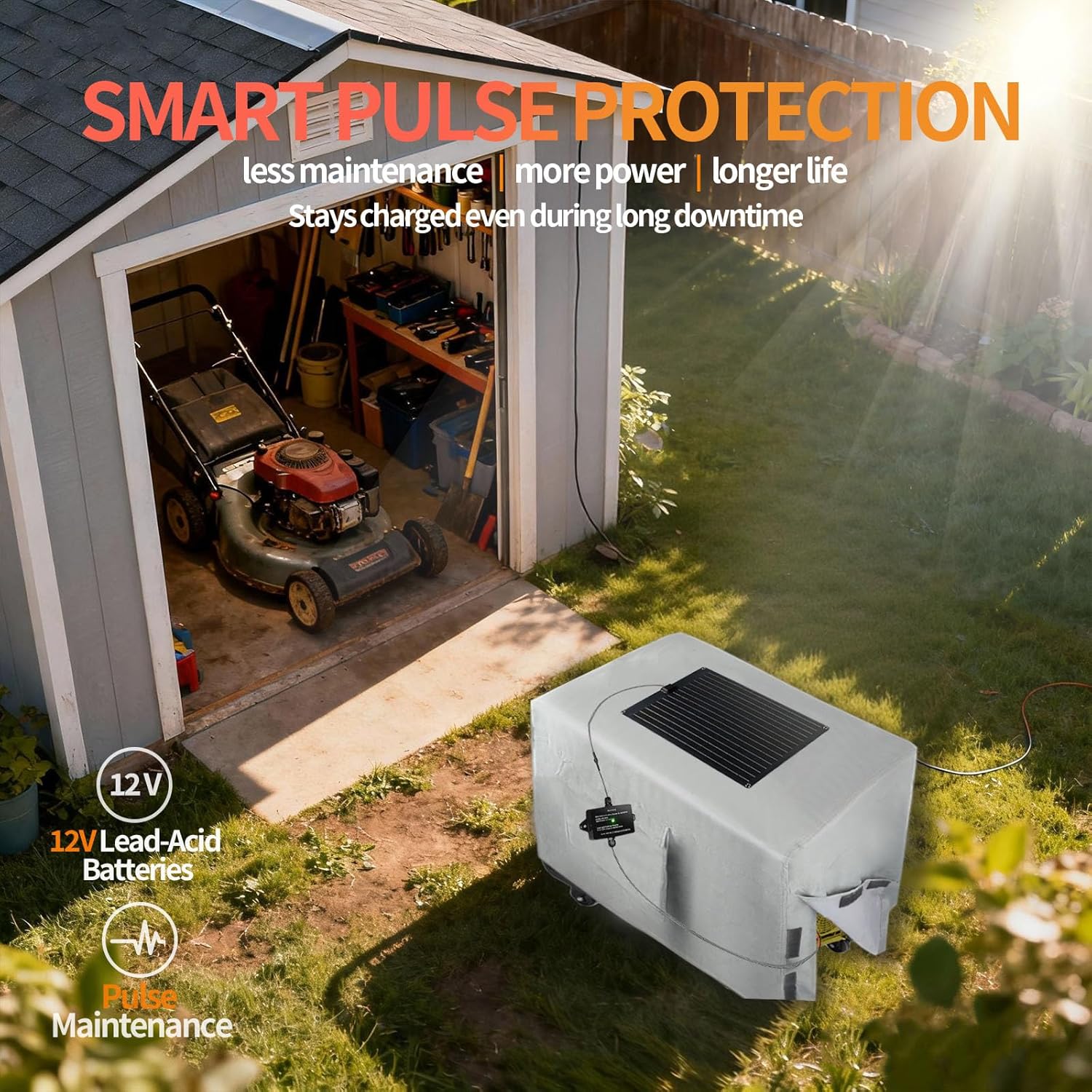 20W Solar Battery Charger & Trickle Charger Maintainer with Generator Cover, MPPT Pulse Tech Solar Panel Kit, Weatherproof 32