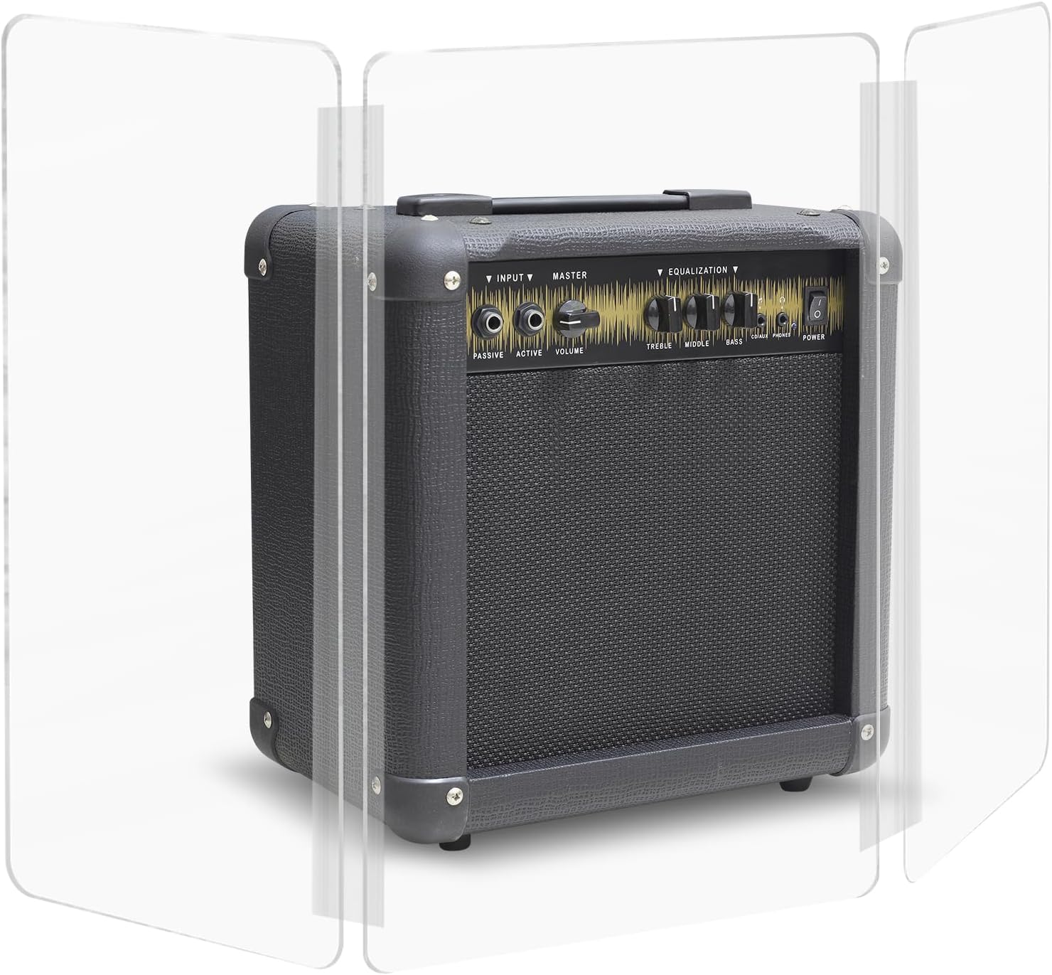 PENNZONI Amp Shield, Amp Acrylic Shield, Guitar Amp Shield, Clear Acrylic Panel Amp Shield with Plastic Hinges (3 Panels, 3ft x 6ft)