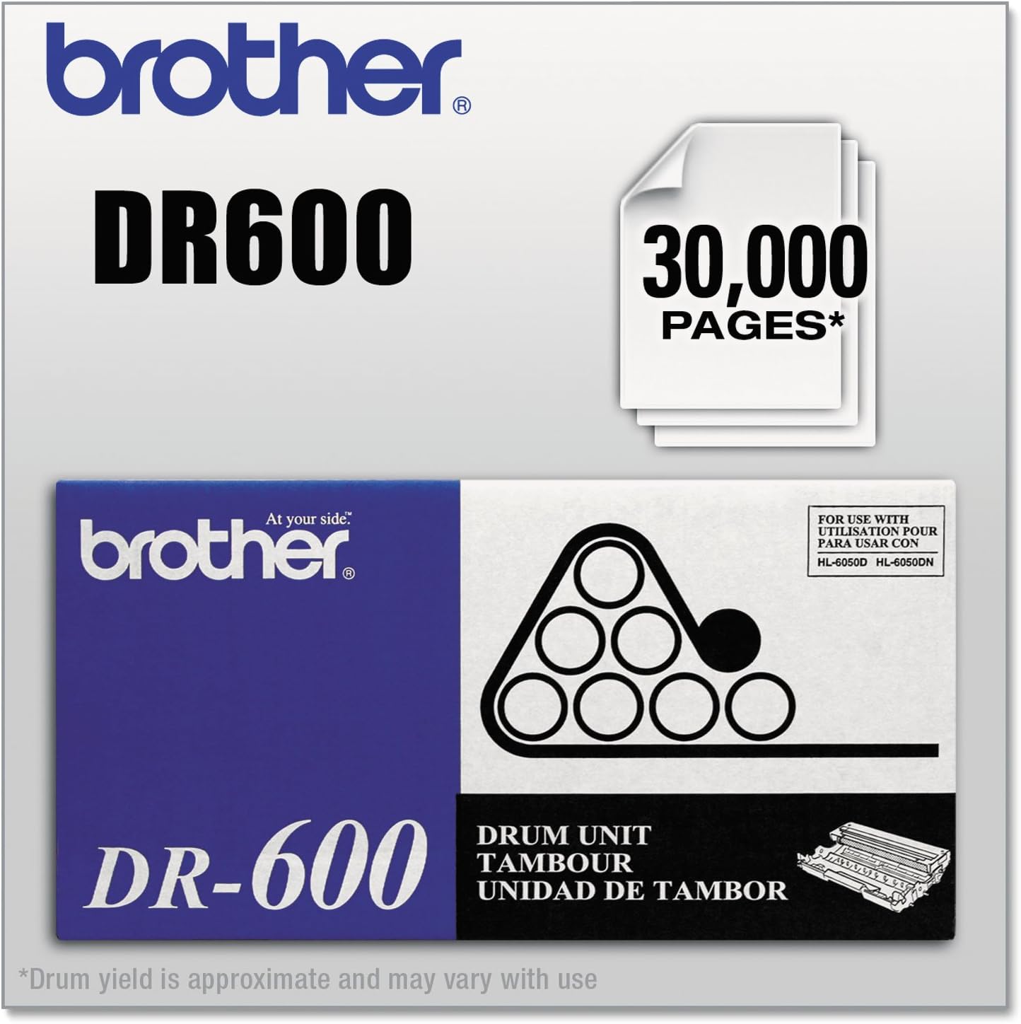 Brother DR600 Drum Unit, Black - in Retail Packaging