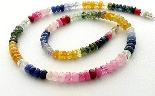natural multi sapphire faceted beads,rondelles beads, very nice 3-4 mm approx,13