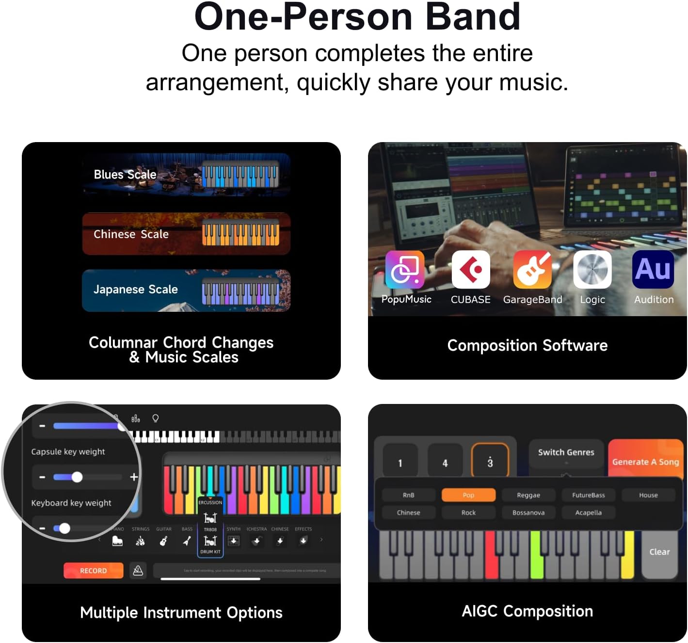 Smart Piano Keyboard,Rainbow LED Lights&Free Apps,Learning Portable Keyboard,256 Voices,100+ Auto Chords,MIDI Support,59-Key Digital Piano for Beginners,Gift for Birthdays or Holidays