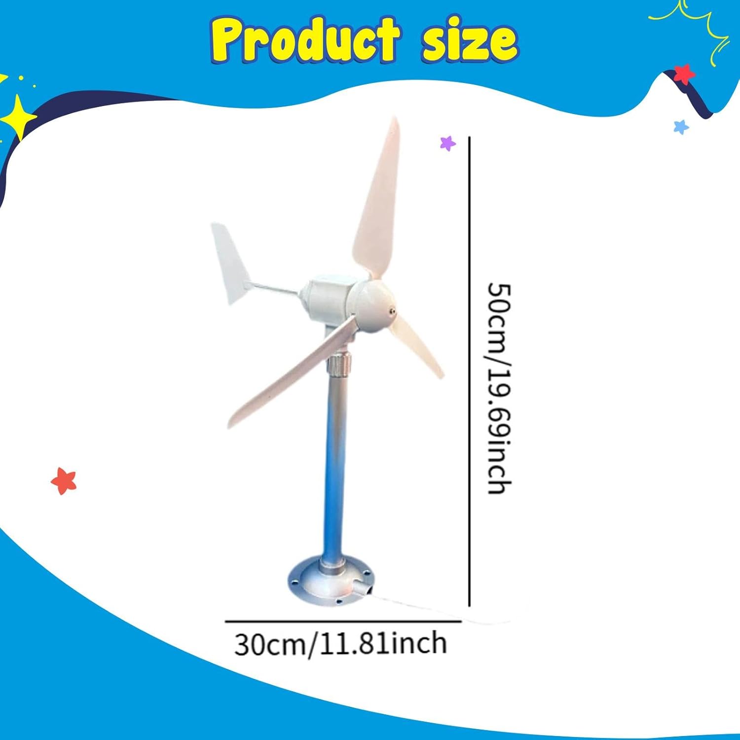 Fenteer Miniature Horizontal Small Wind Turbine 1-35V Professional Easy Installation Permanent Three Wind Turbine Model