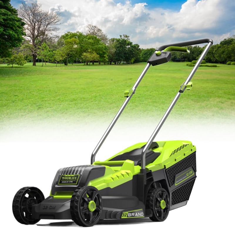 40V Cordless Lawn Mower with Grass Collection Bag, 3 Position Height Adjustment Electric Lawn Mower, 2 x 20V 4.0Ah Battery Powered Push Lawnmower, Charger Included