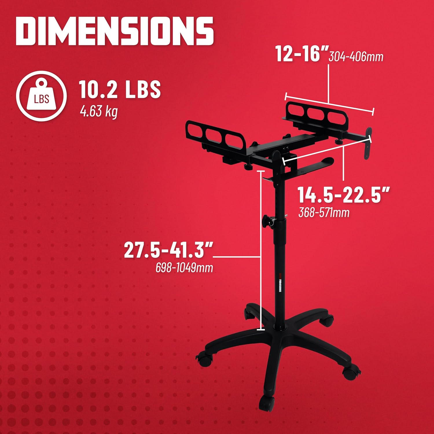 Gator Frameworks Adjustable Rolling Mixer Stand with Locking Casters and Headphone Hanging Rack, (GFW-MIXERCART-0400)