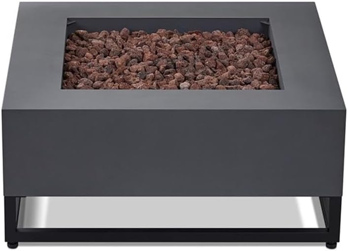 Real Flame Blake Square Propane Fire Table in Weathered Slate with Natural Gas Conversion Kit