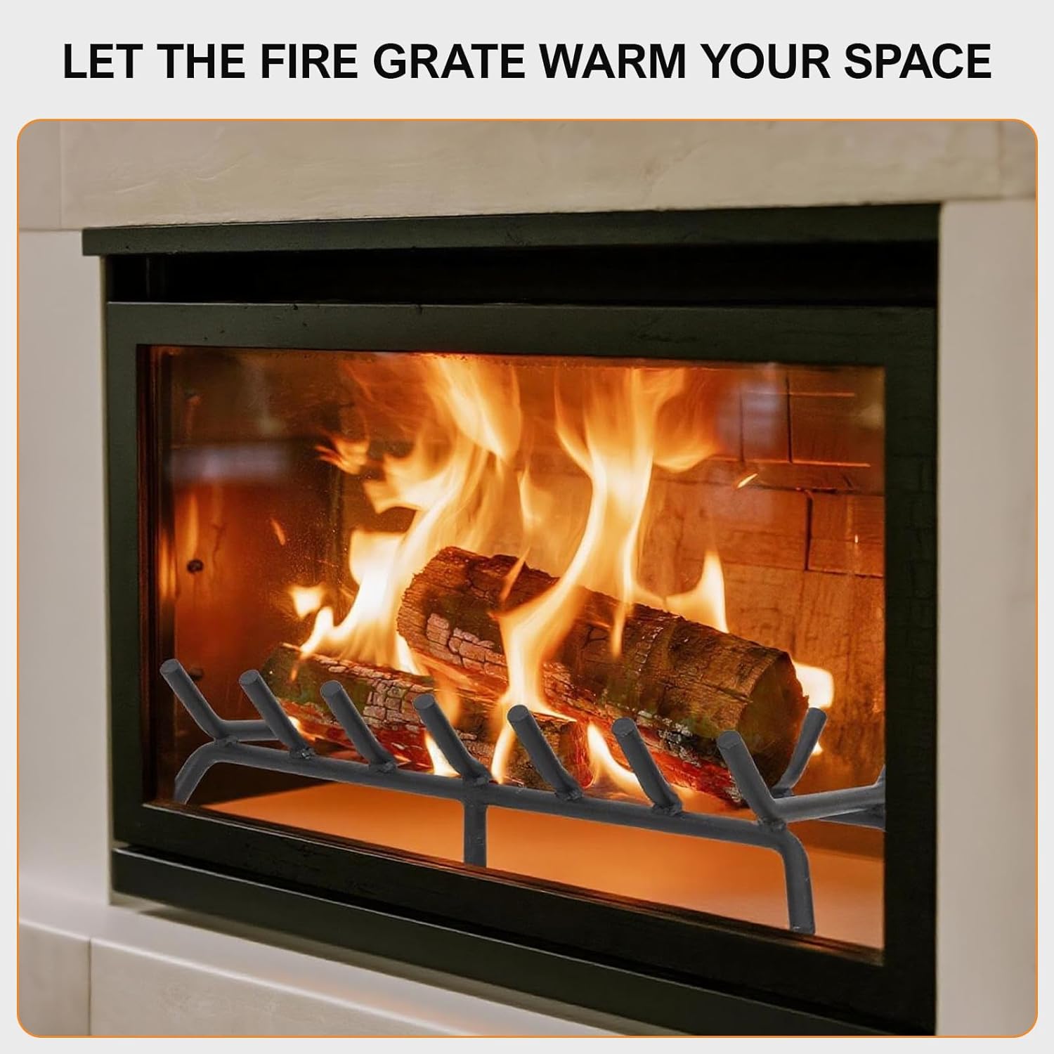 G GOOD GAIN Fireplace Log Grate - 24 inch Firewood Burning Holder Heavy Duty | Fire Log Burning Wrought Iron Rack | Fire Pit Tray for Indoor Chimney Hearth & Outdoor Camping