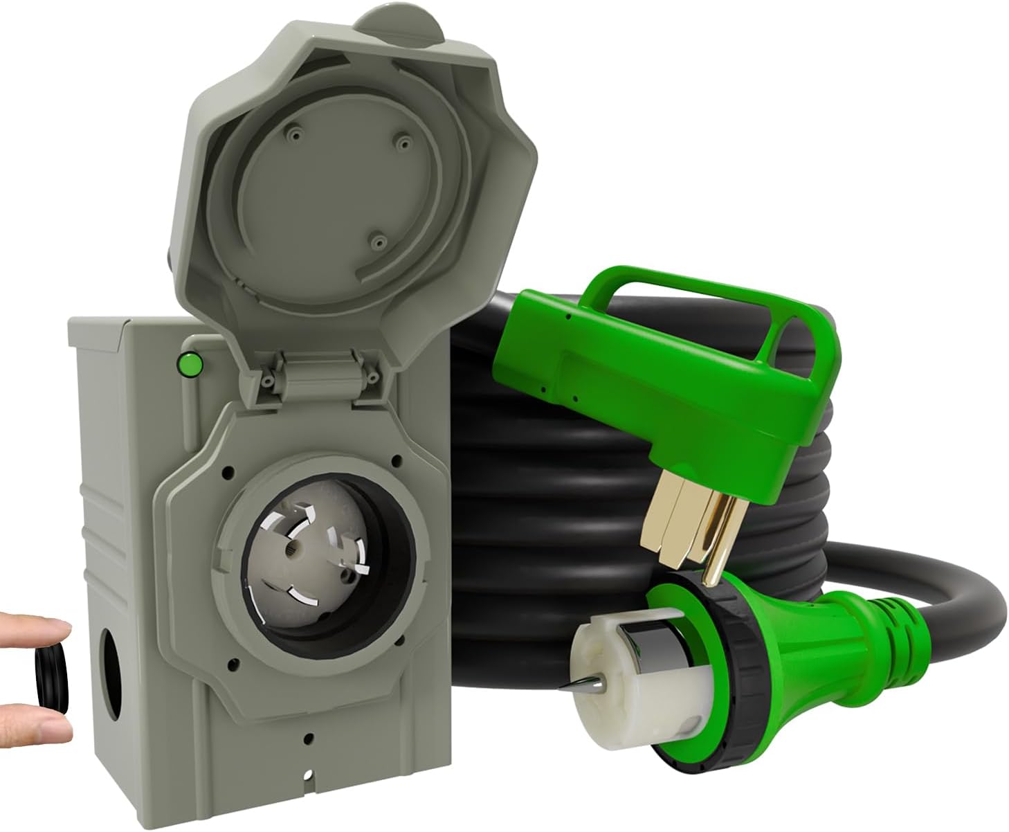 50AMP 15Feet Generator Cord with Pre-drilled Power Inlet Box, 50 Amp 4 Prong, 125V/250V NEMA 14-50P Male to SS2-50R, STW 6/3+8/1 AWG Twist Locking with Inlet Box for Generator to House, UL&ETL Listed