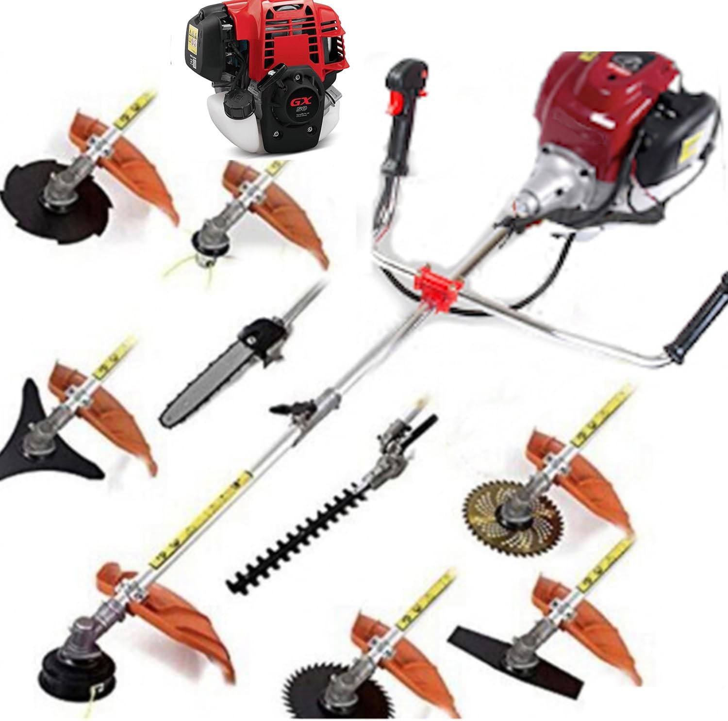 GX50 4strokes 10 in 1 Gas Lawn Mower for Weeds and Grass Garden Trimmer