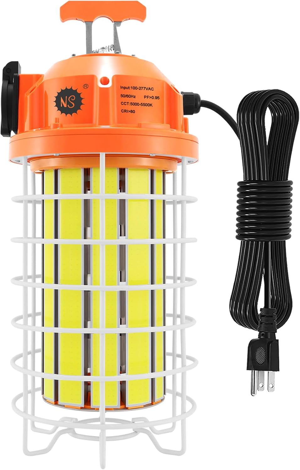 NS 150W LED Temporary Jobsite Work Light, 29,250LM 5000K Daylight White, Portable Waterproof Hanging Construction Lighting with 16ft Cord for Outdoor Workshop, Warehouse, Jobsite