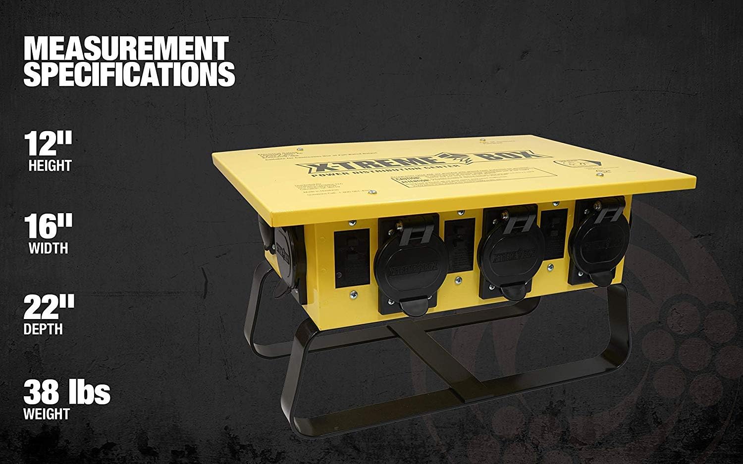 Southwire Temporary Power X-Treme Box - 50A 125/250V Portable Power Distribution with 6 5-20 U-Ground/Straight Blade Receptacles - Rugged Steel Construction